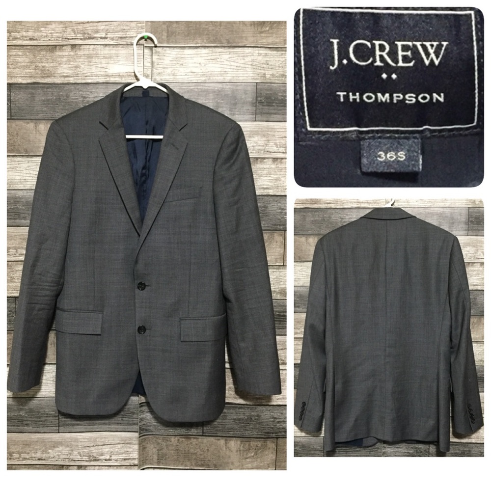 J Crew Thompson Blazer Jacket Men’s 36S Gray 100% Wool 2 Button